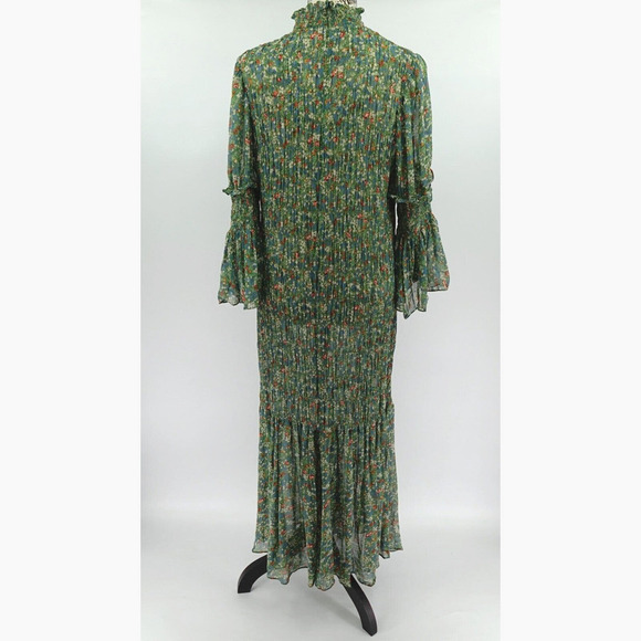 byTiMo Georgette Midi Dress Medium Green Garden Floral - Picture 10 of 16